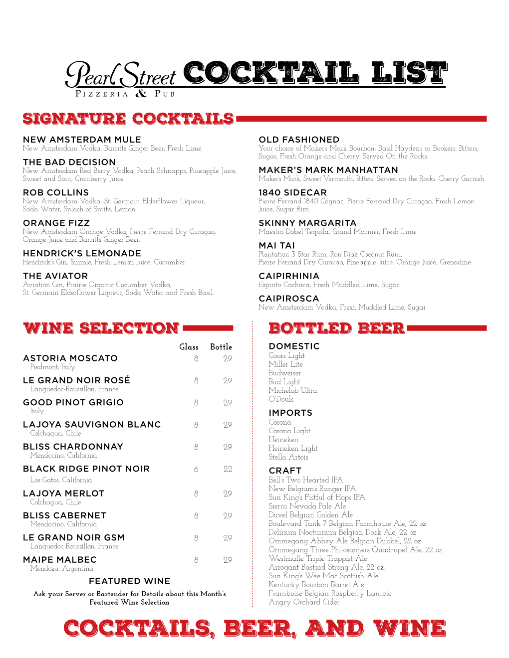 Cocktail List