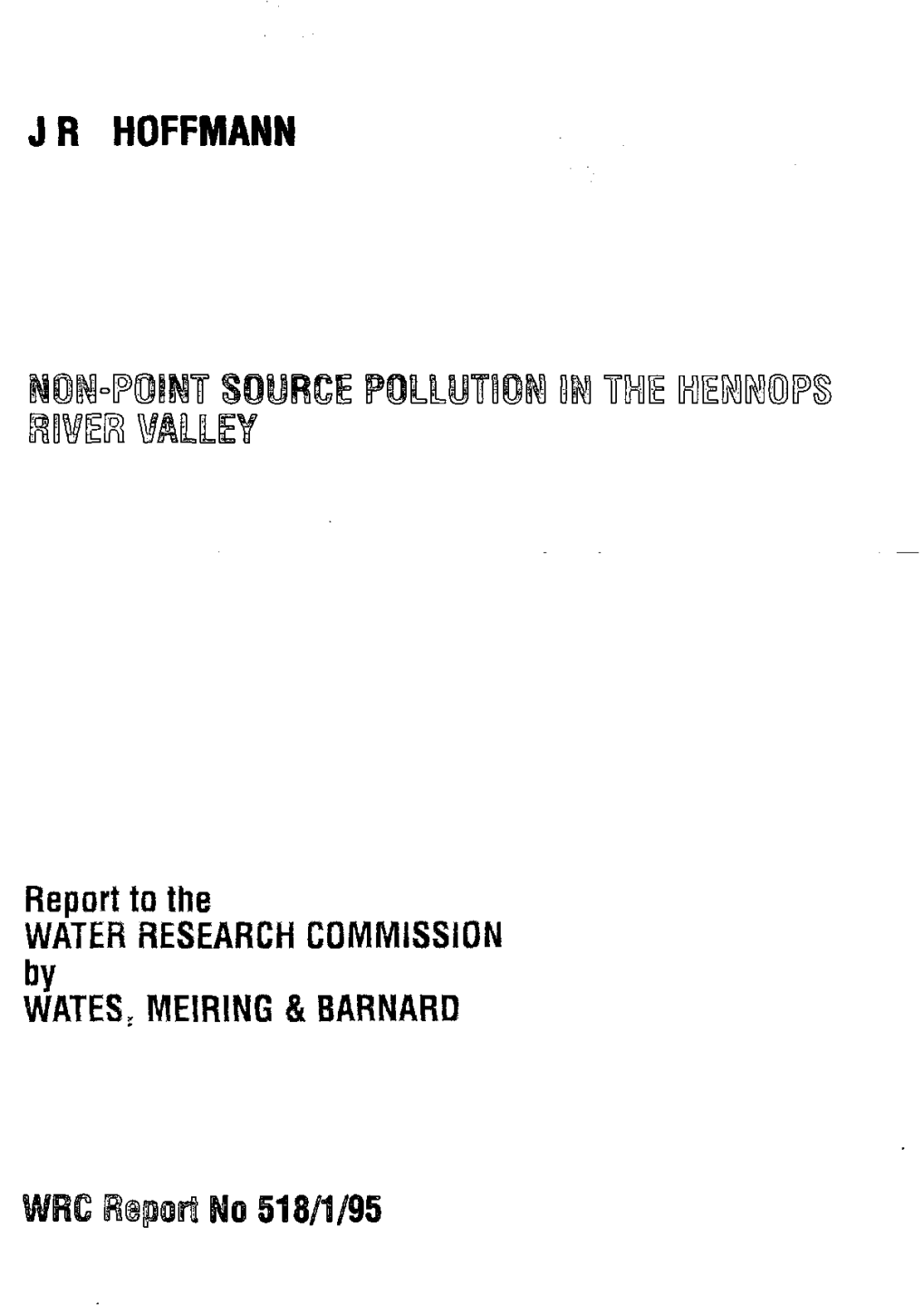 Non-Point Source Pollution in the Hennops River Valley
