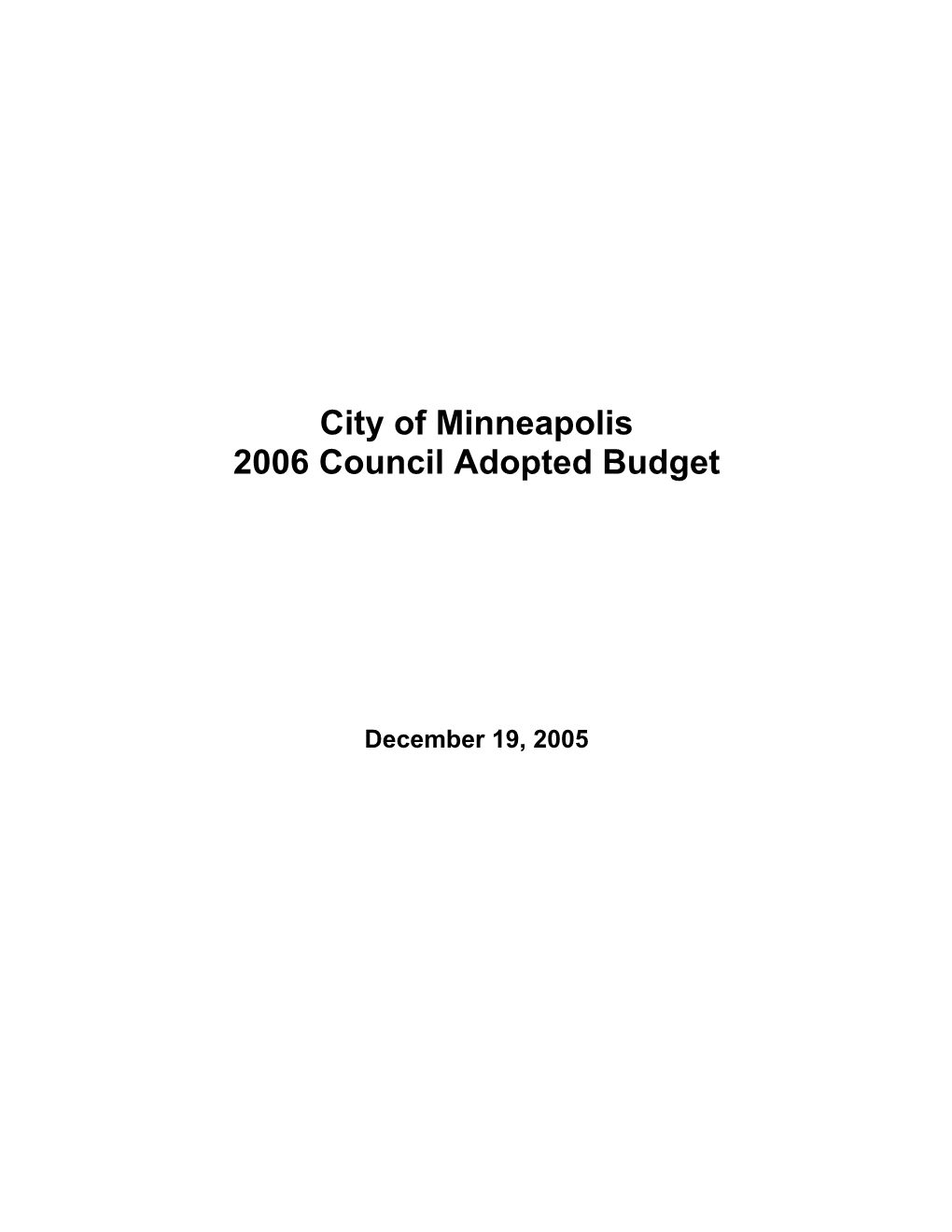 2006 Council Adopted Budget