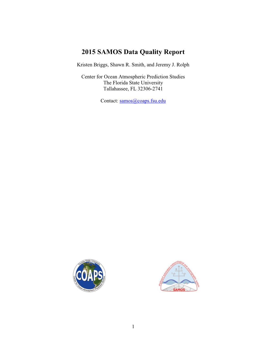 2015 SAMOS Data Quality Report