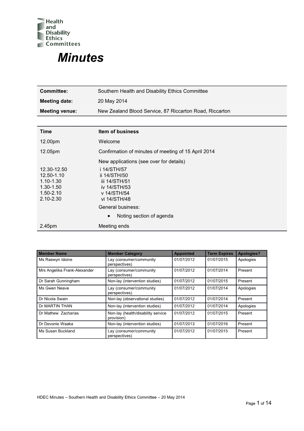 The Committee Noted and Agreed the Agenda for the Meeting