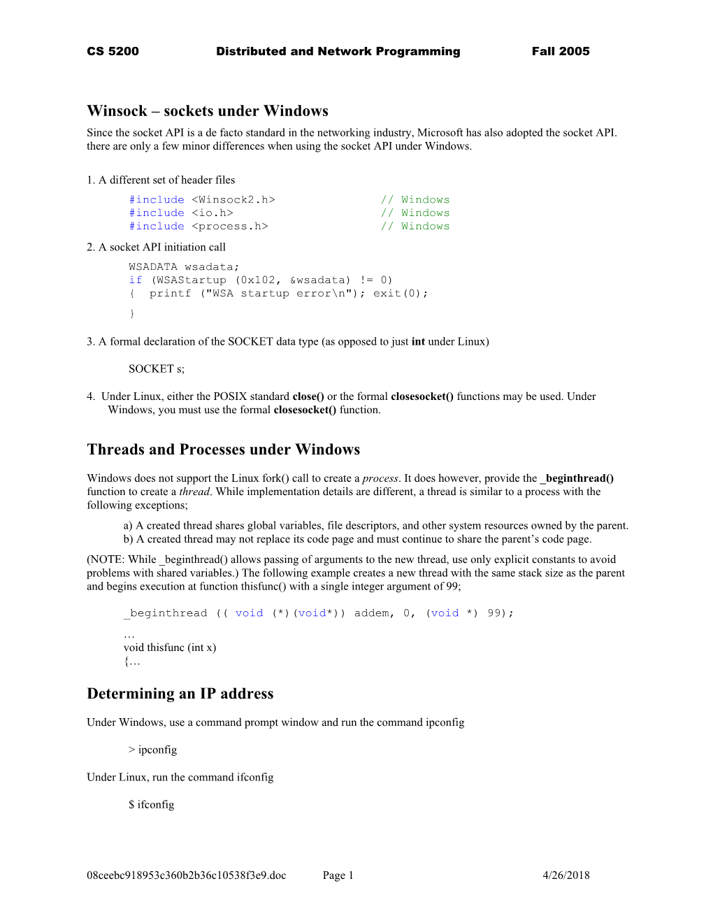 CS 5200 Distributed and Network Programming Fall 2005