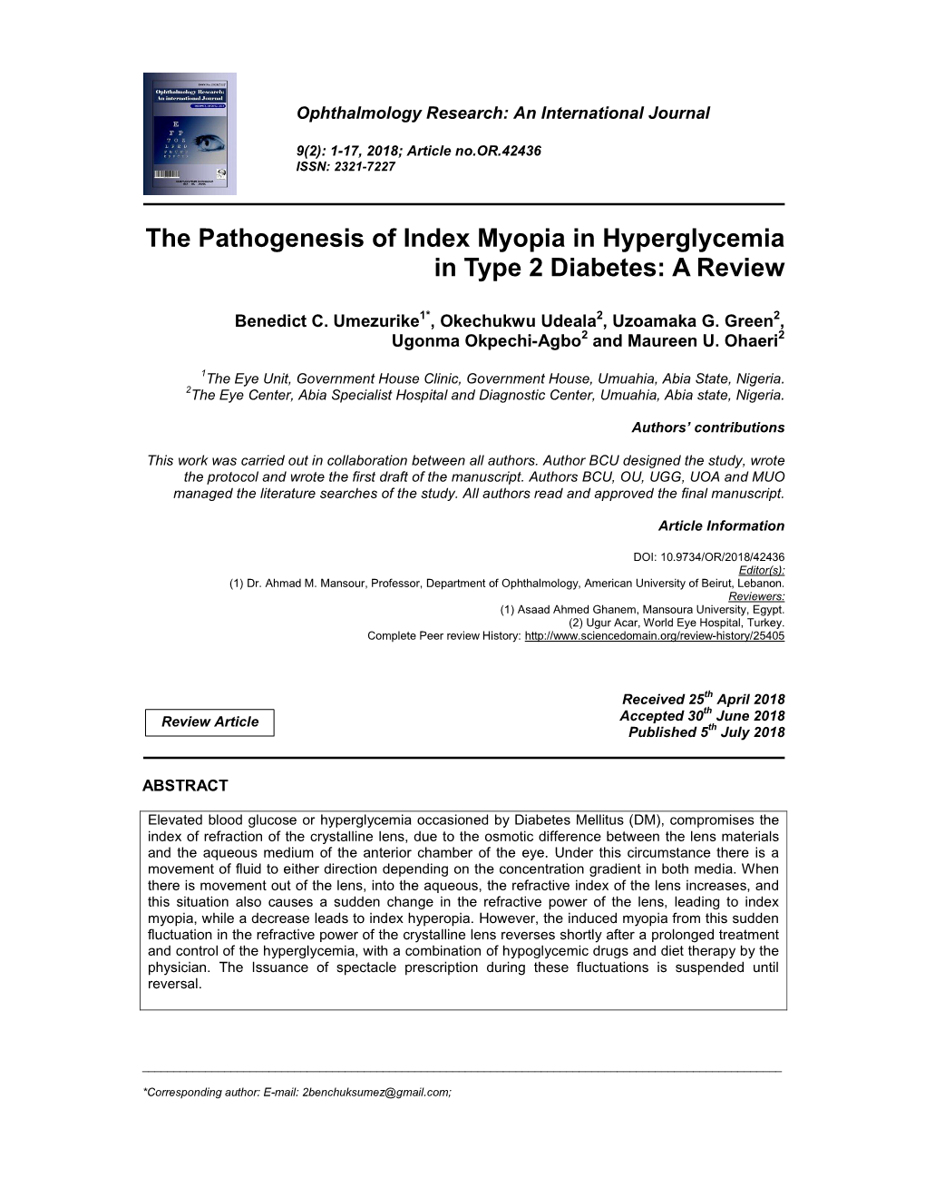 The Pathogenesis of Index Myopia in Hyperglycemia in Type 2 Diabetes: a Review