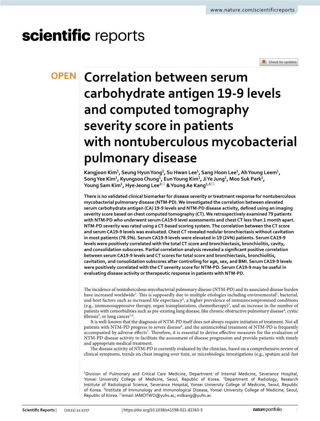 Correlation Between Serum Carbohydrate Antigen 19-9 Levels