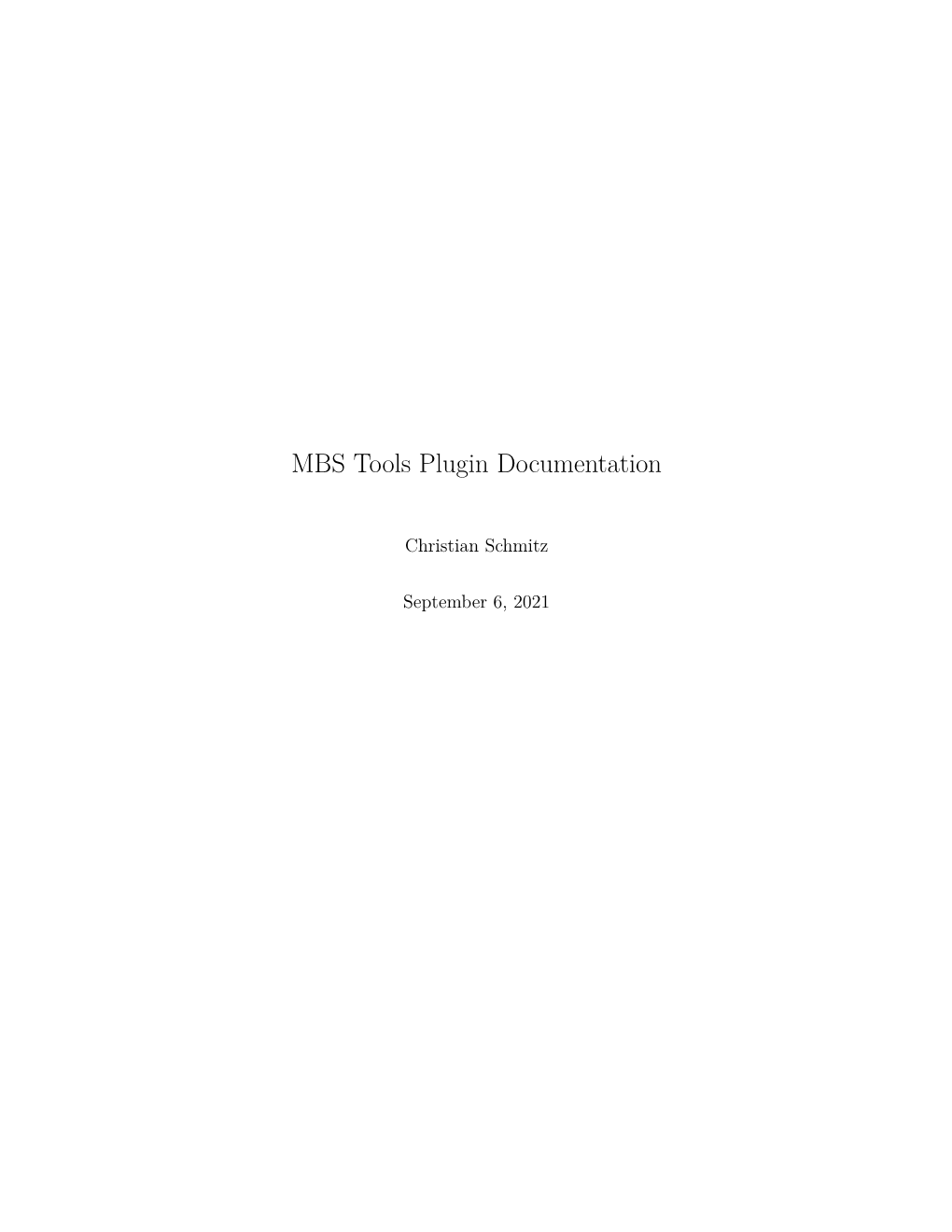 MBS Tools Plugin Documentation