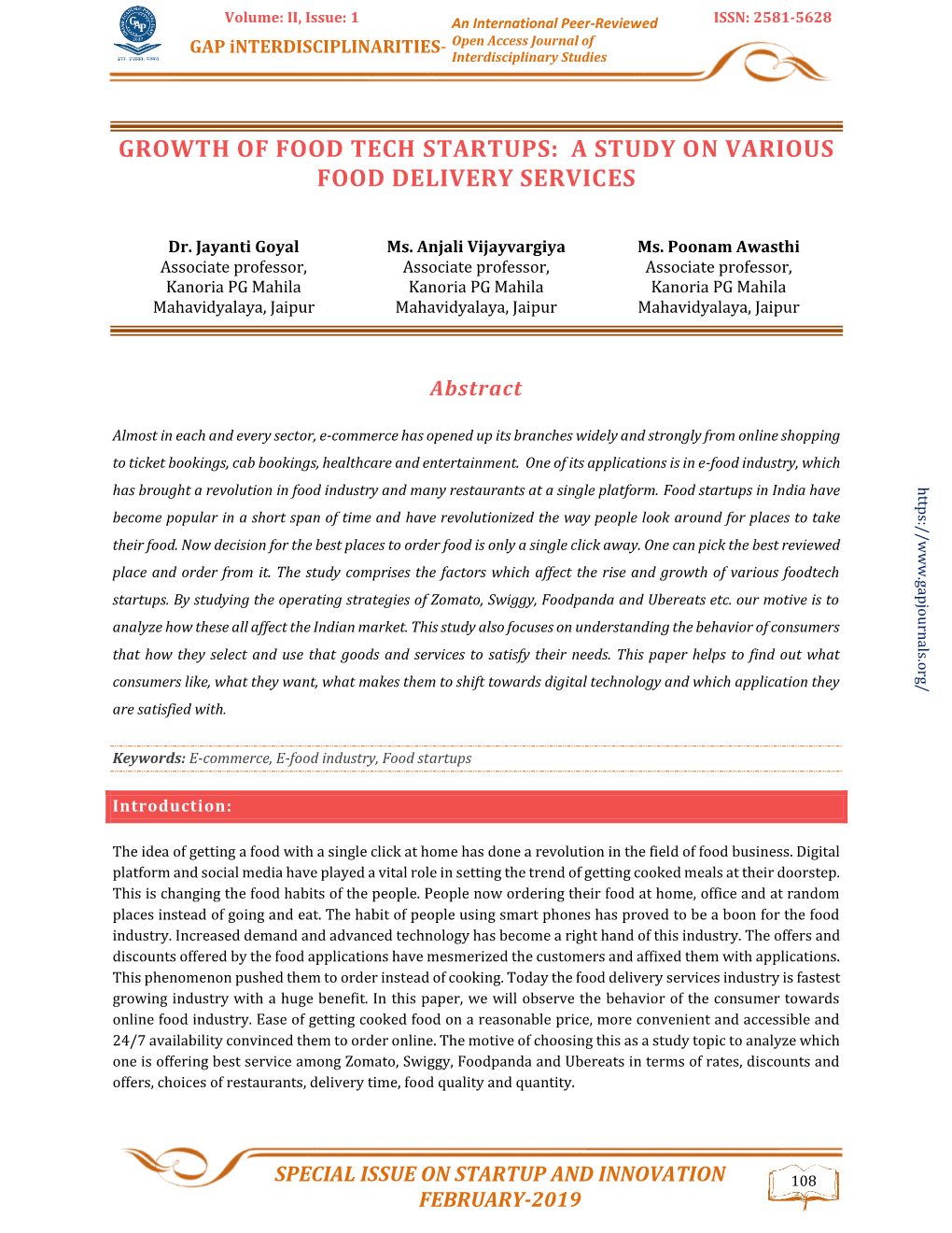 A Study on Various Food Delivery Services