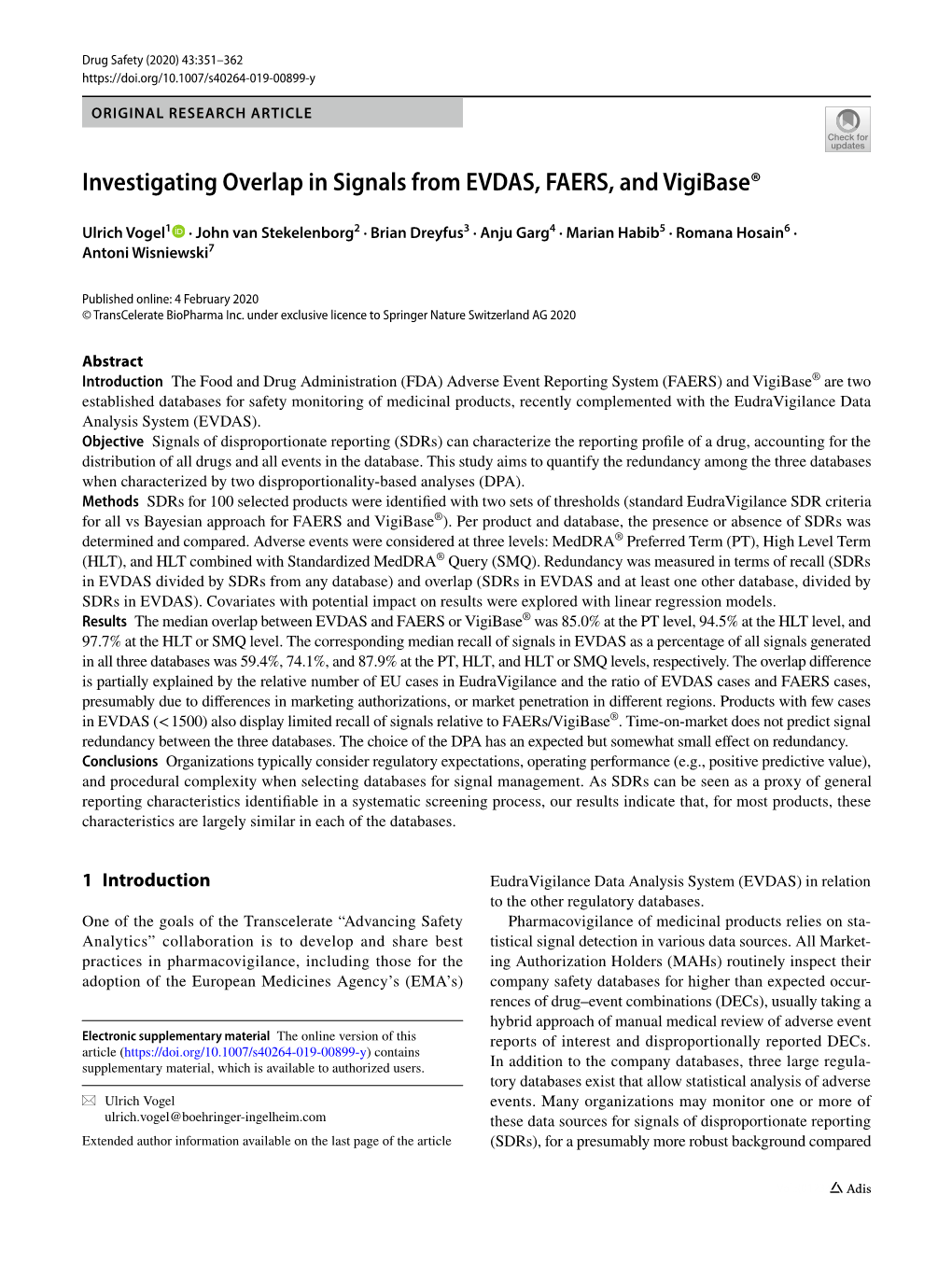 Investigating Overlap in Signals from EVDAS, FAERS, and Vigibase®
