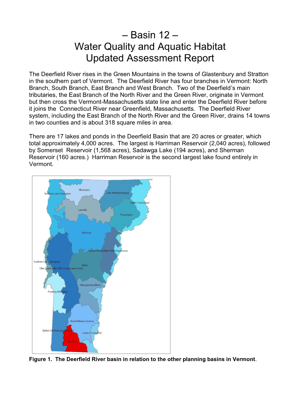 Basin 12 – Water Quality and Aquatic Habitat Updated Assessment Report