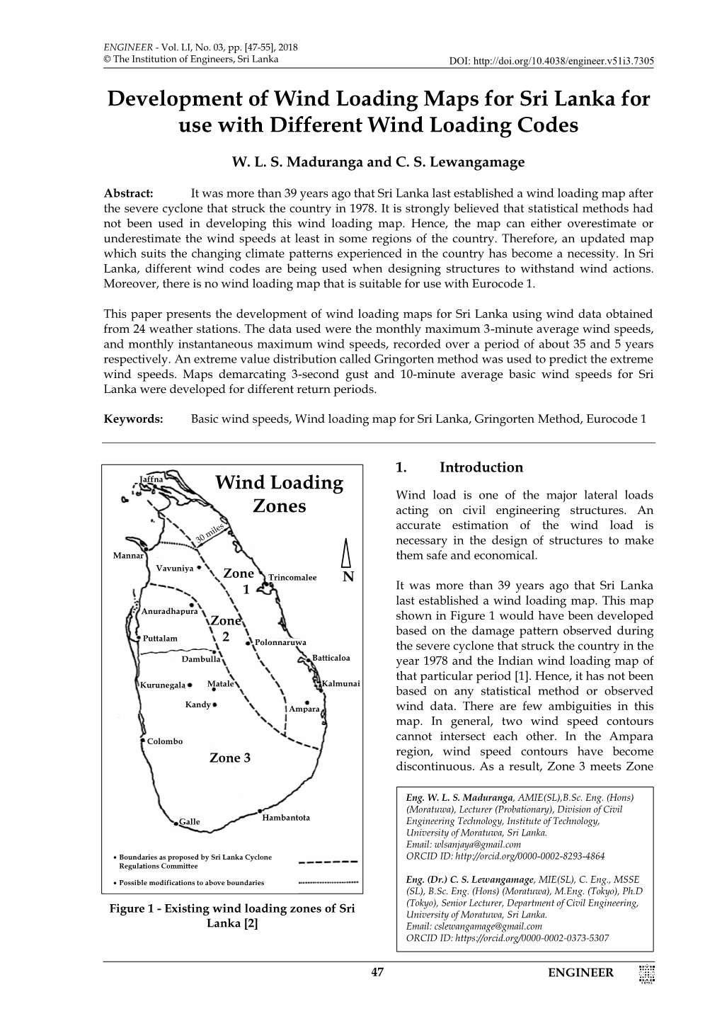 Development of Wind Loading Maps for Sri Lanka for Use with Different Wind Loading Codes