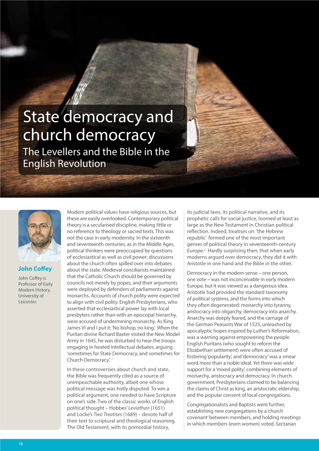 State Democracy and Church Democracy the Levellers and the Bible in the English Revolution