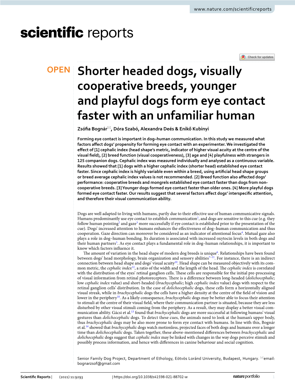 Shorter Headed Dogs, Visually Cooperative Breeds, Younger And