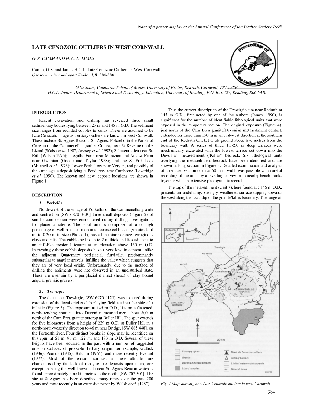 Late Cenozoic Outliers in West Cornwall