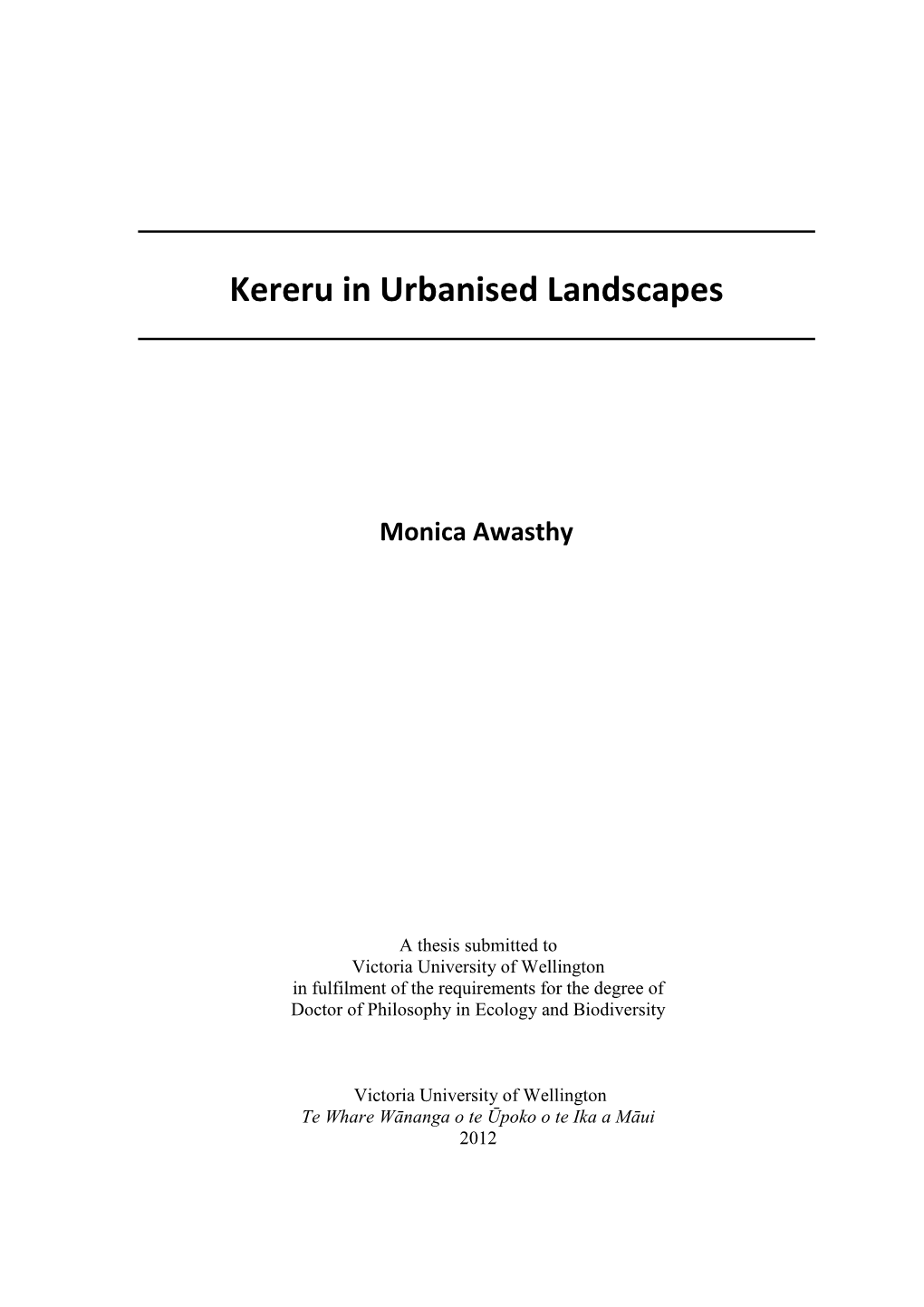 Kereru in Urbanised Landscapes