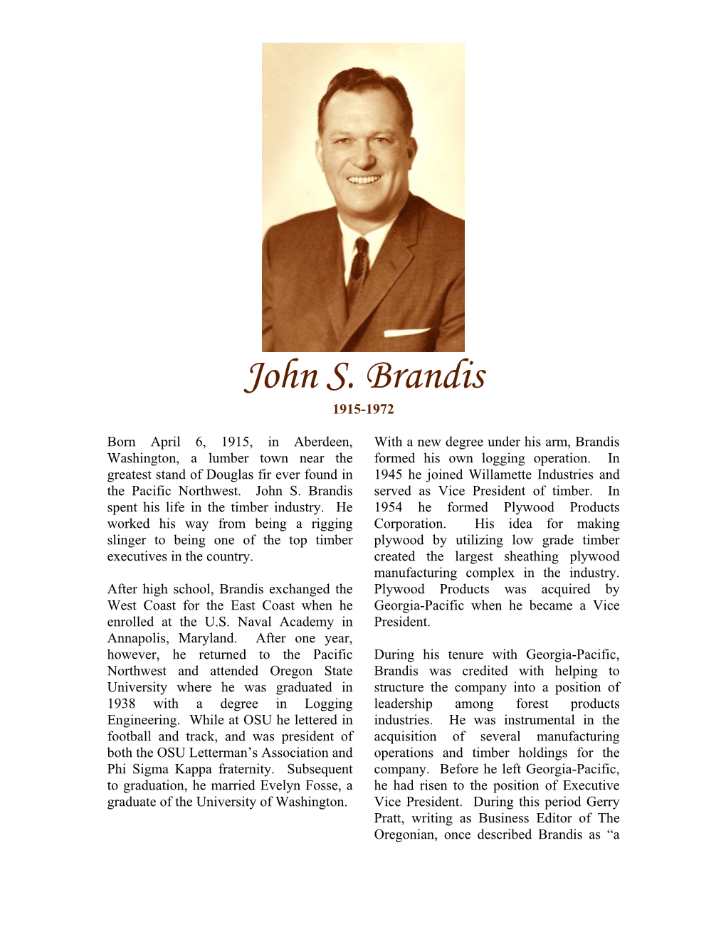 John S. Brandis 1915-1972