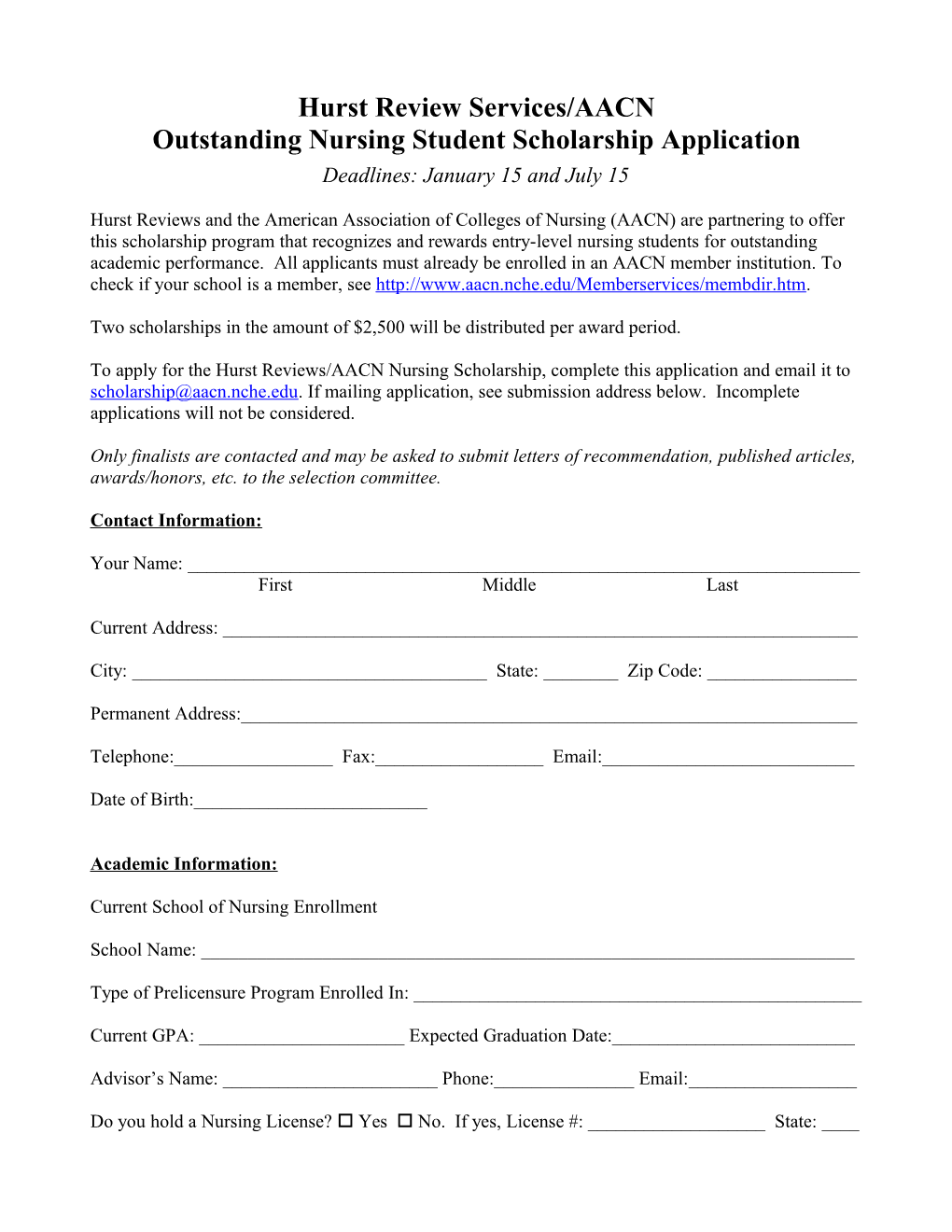 Campusrn/AACN Nursing Scholarship Fund Application