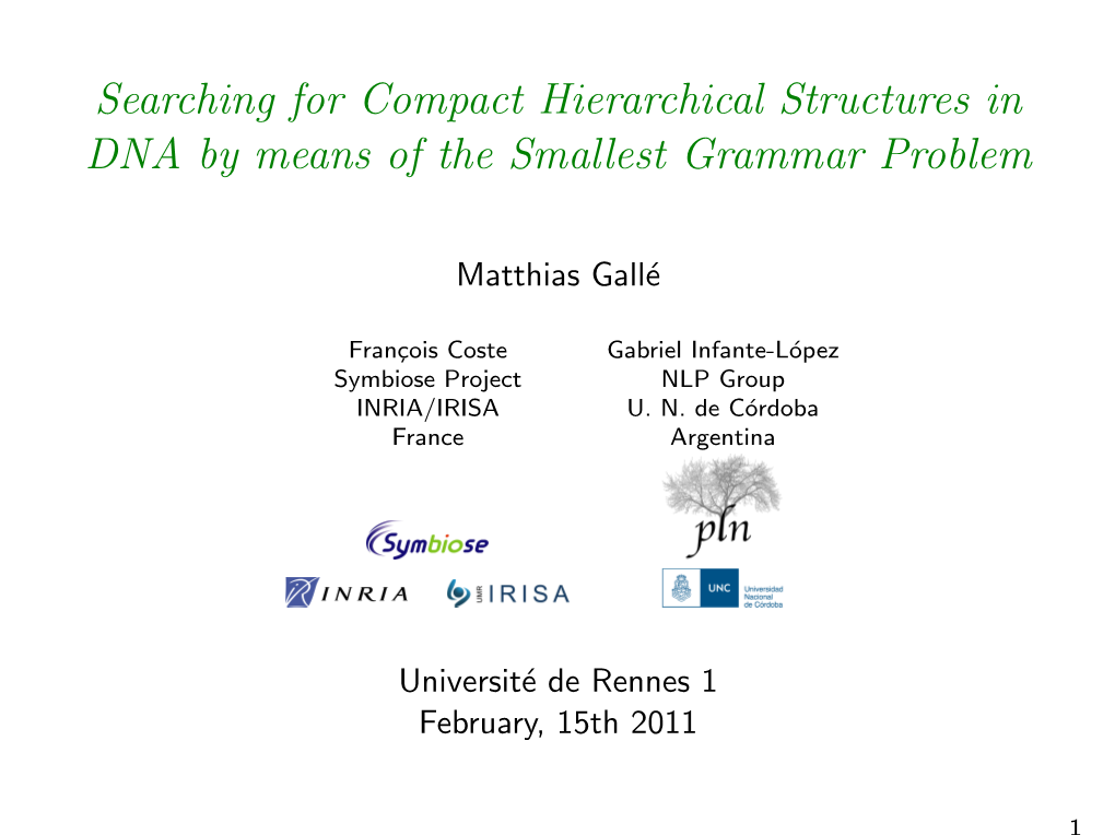 Searching for Compact Hierarchical Structures in DNA by Means of the Smallest Grammar Problem