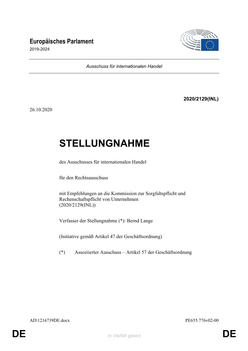 De De Stellungnahme