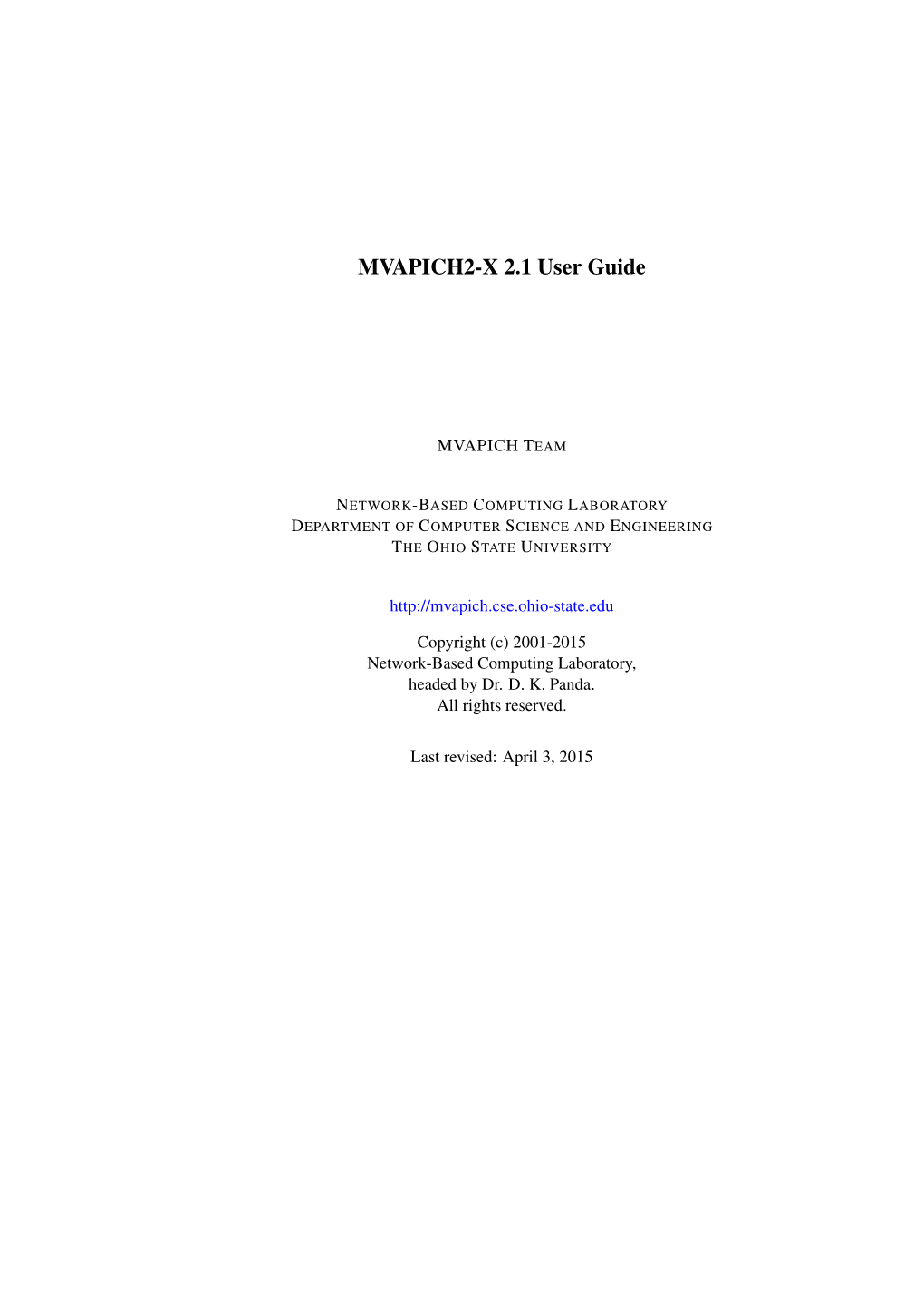 MVAPICH2-X 2.1 User Guide