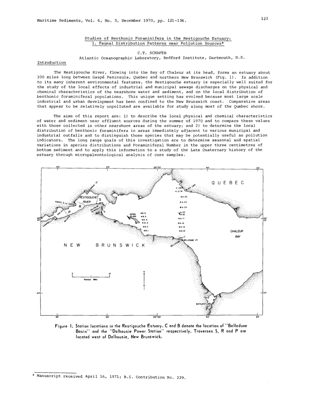 Maritime Sediments, Vol. 6, No. 3, December 1970, Pp. 121-134. 121