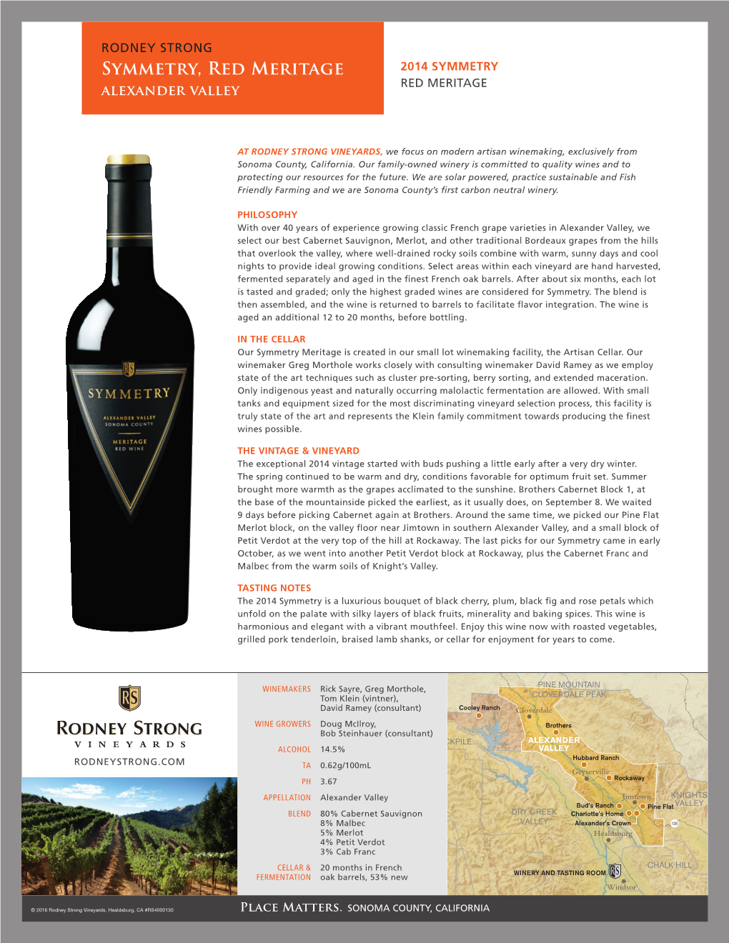 Symmetry, Red Meritage 2014 SYMMETRY RED MERITAGE Alexander Valley