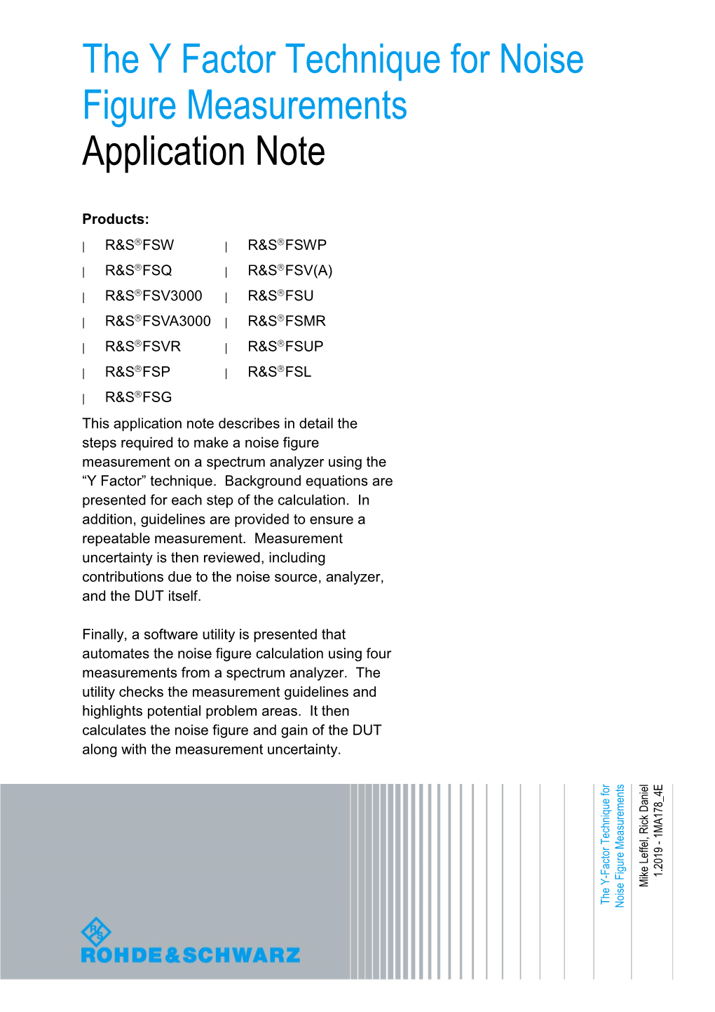 The Y Factor Technique for Noise Figure Measurements Application Note