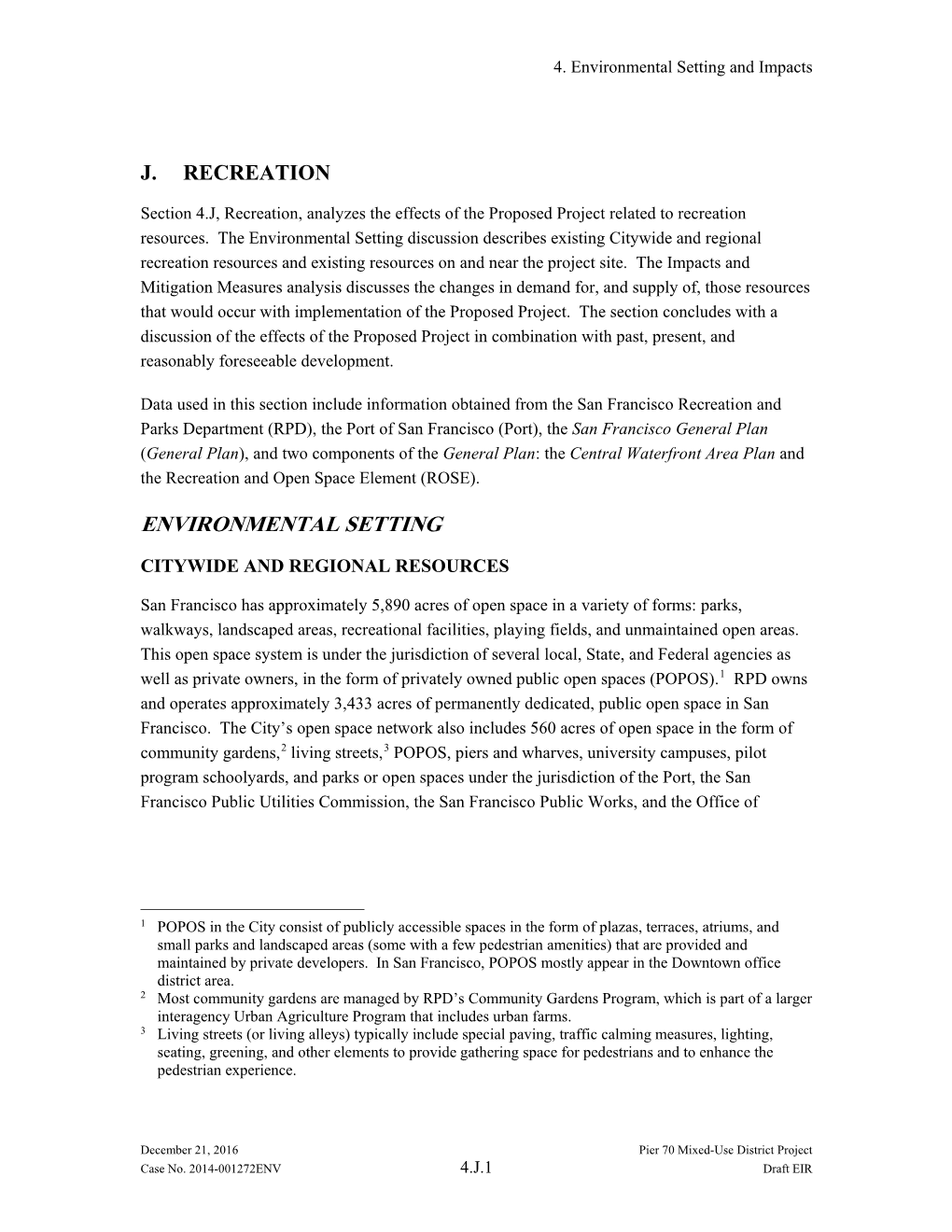 Environmental Setting and Impacts