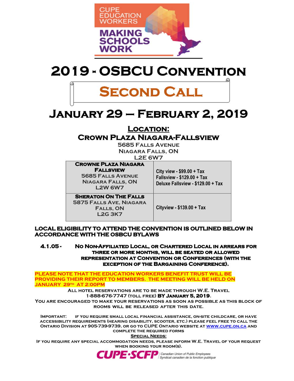 Second Call – OSBCU Convention 2019