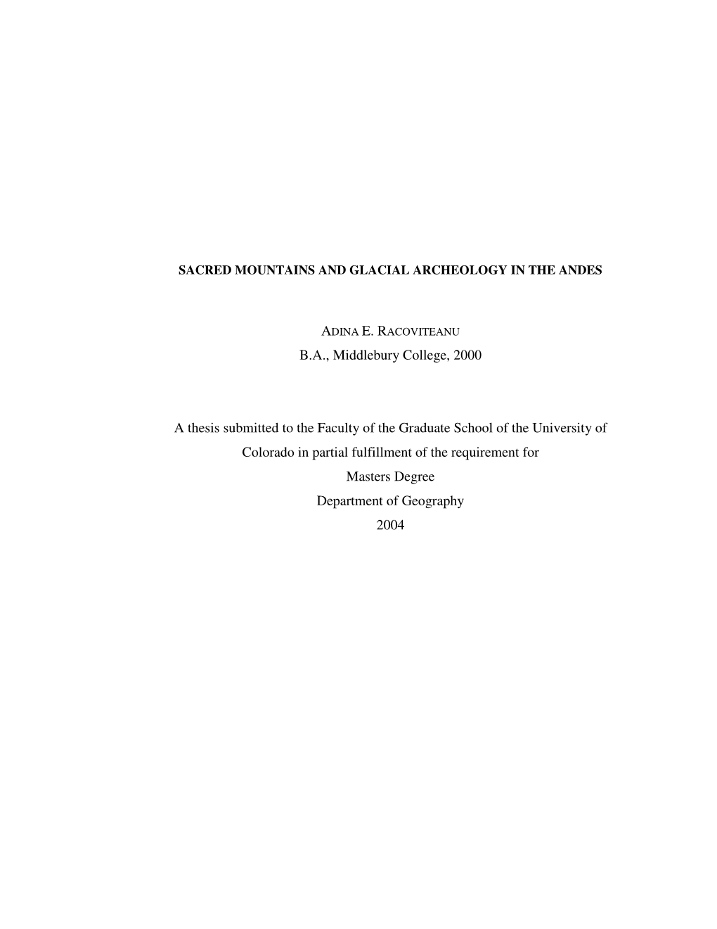 Sacred Mountains and Glacial Archeology in the Andes (MA Thesis)