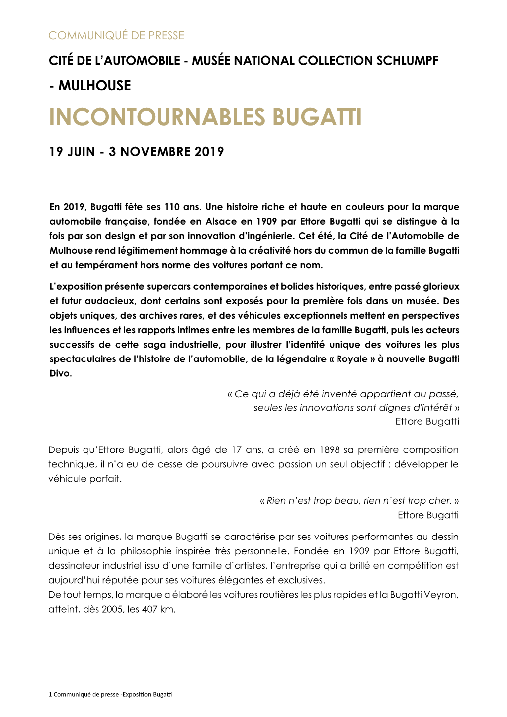 Incontournables Bugatti