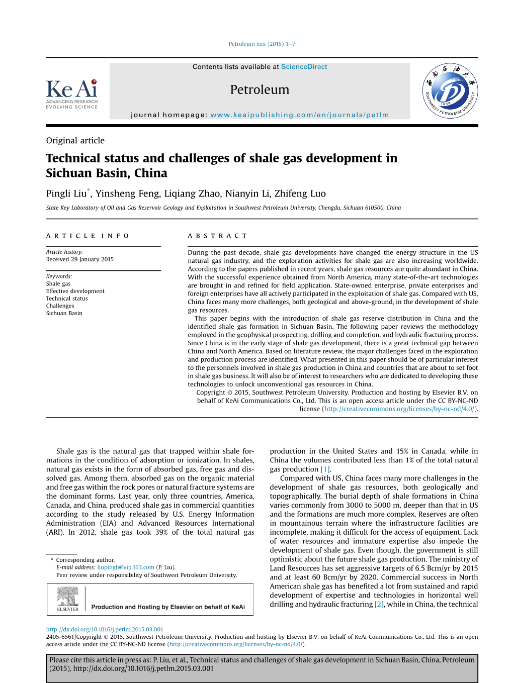 Technical Status and Challenges of Shale Gas Development in Sichuan Basin, China