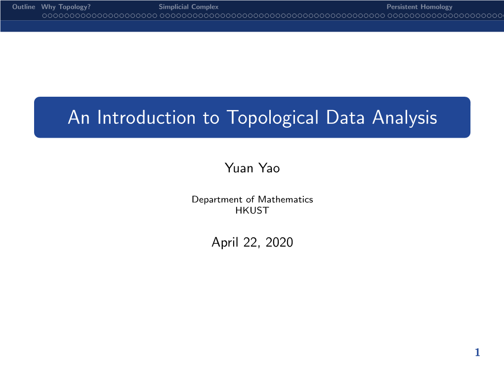 An Introduction to Topological Data Analysis