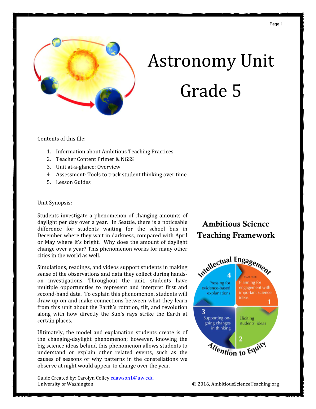 Astronomy Unit Grade 5