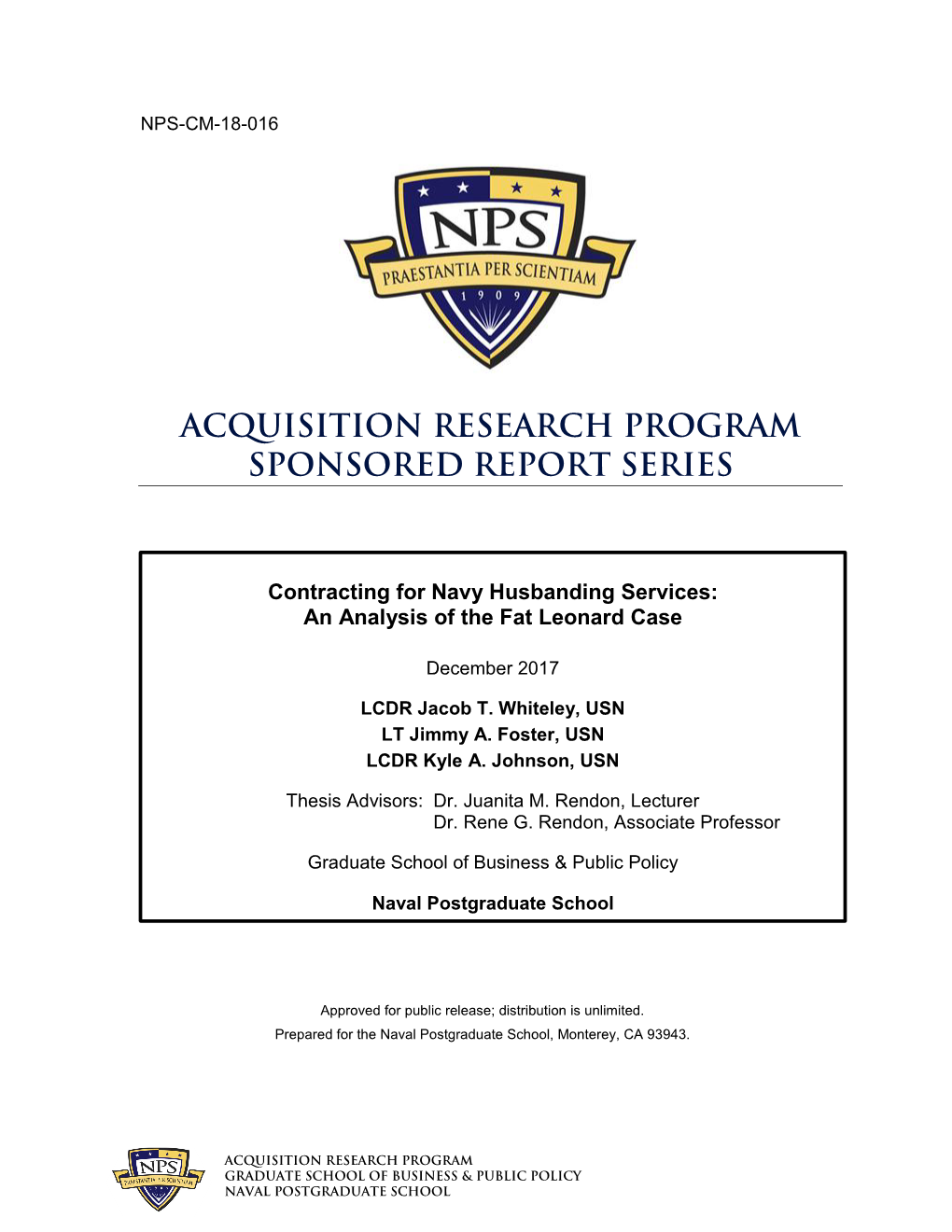 Contracting for Navy Husbanding Services: an Analysis of the Fat Leonard Case