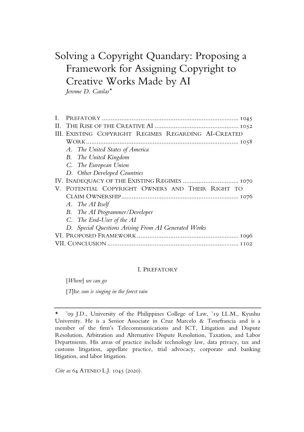 Proposing a Framework for Assigning Copyright to Creative Works Made by AI Jerome D