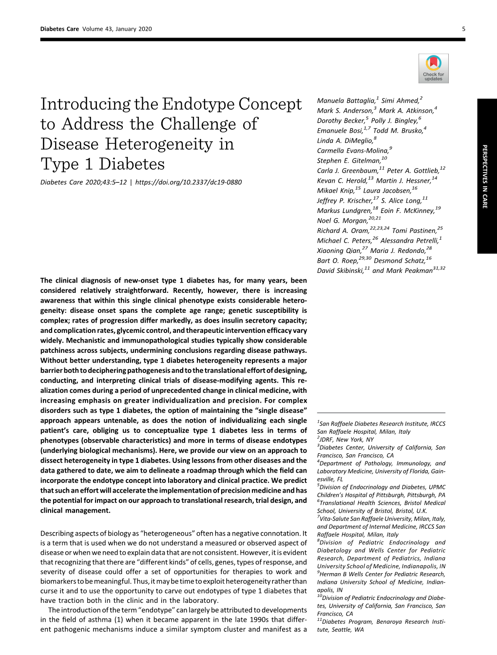 Introducing the Endotype Concept to Address the Challenge of Disease Heterogeneity in Type 1 Diabetes