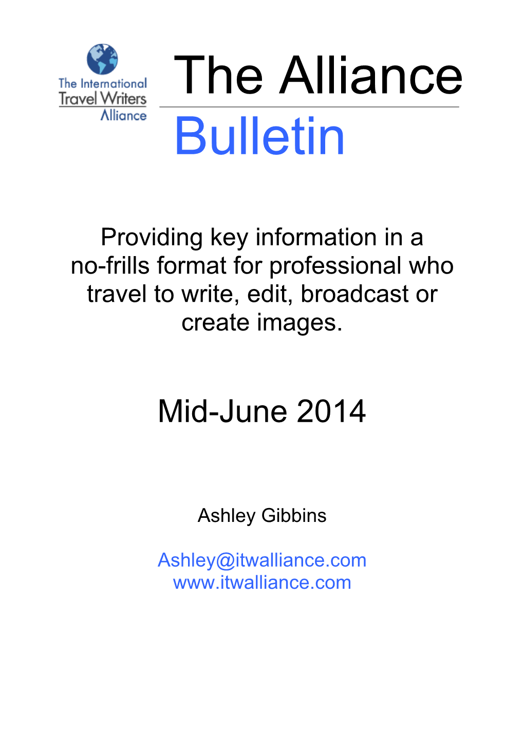 Alliance Bulletin Mid- June 2014