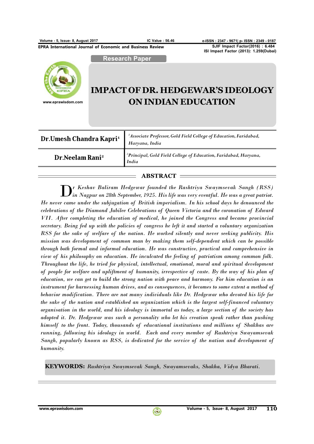 Impact of Dr. Hedgewar's Ideology on Indian Education