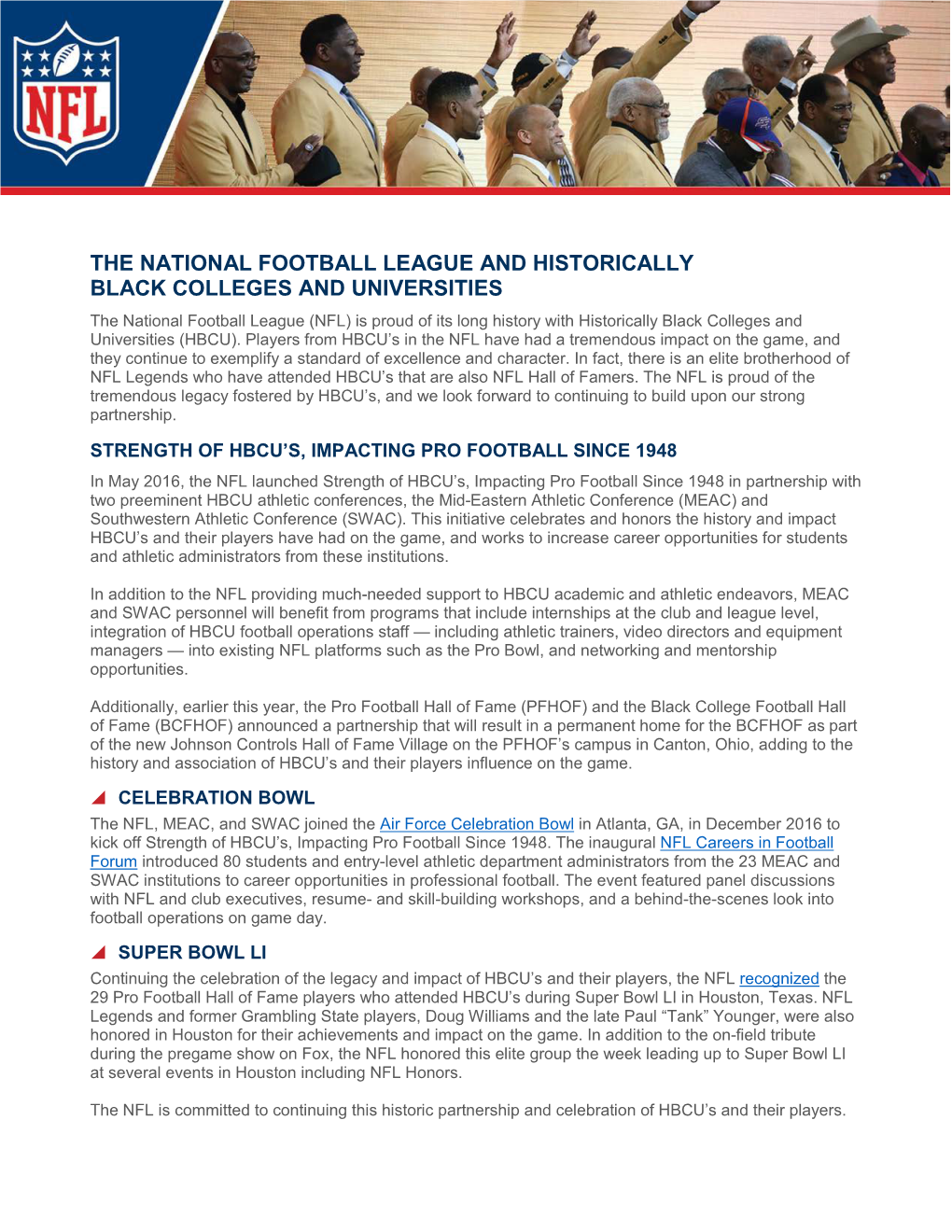 The National Football League and Historically Black Colleges and Universities