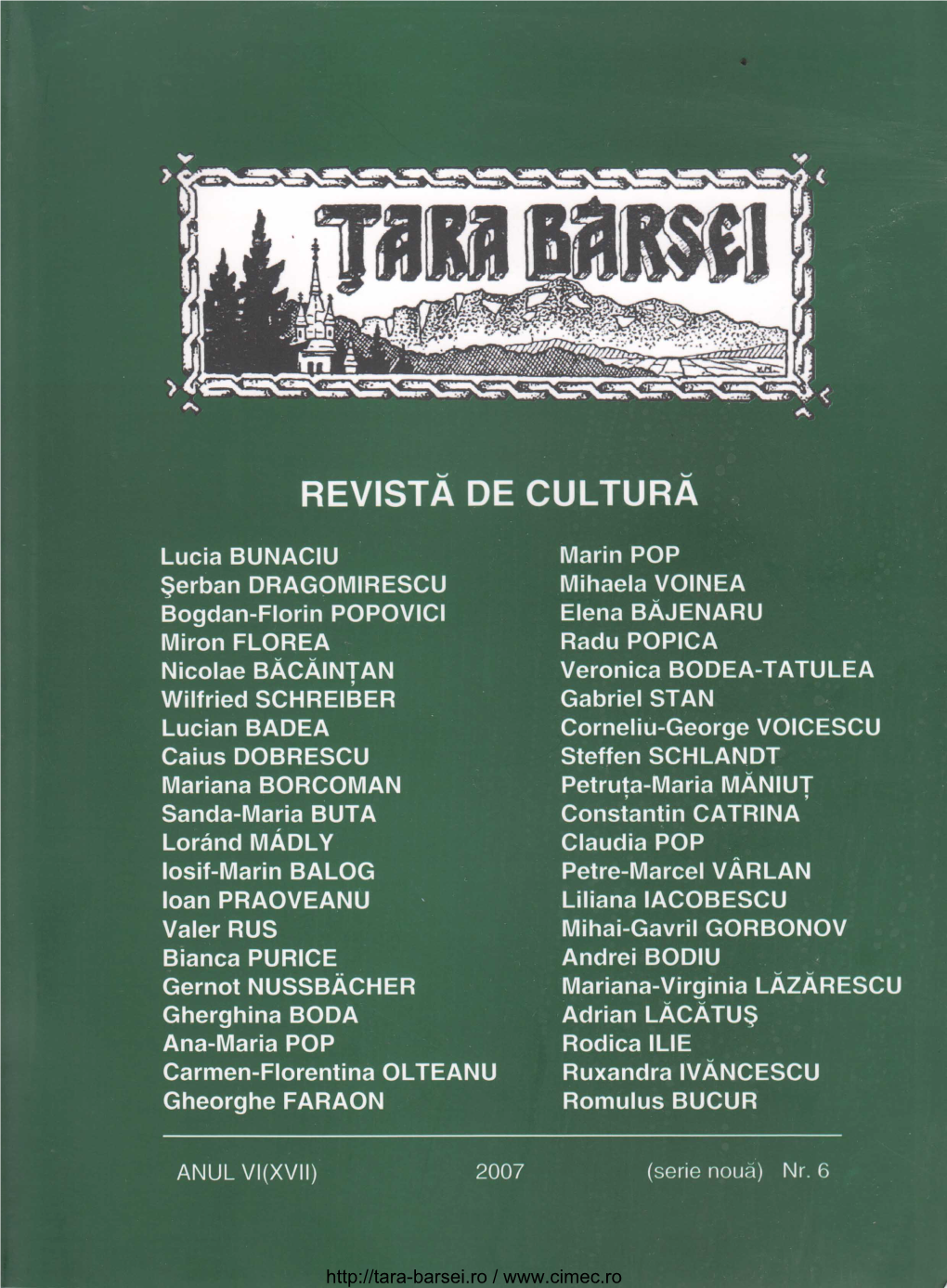 ŢARA BÂRSEI Revistă De Cultură