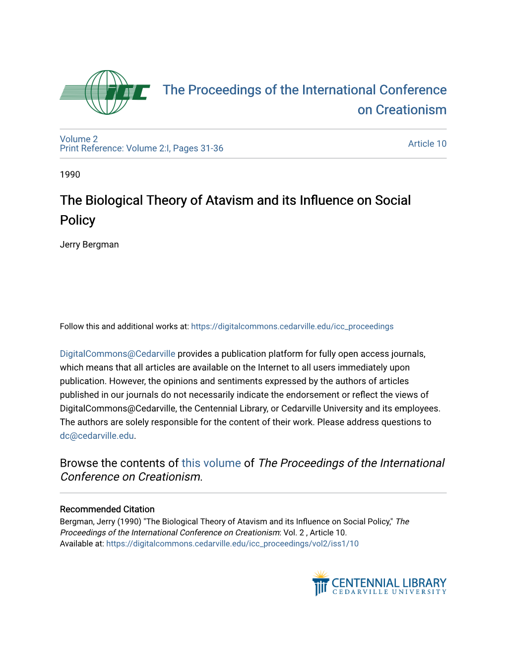 The Biological Theory of Atavism and Its Influence on Social Policy