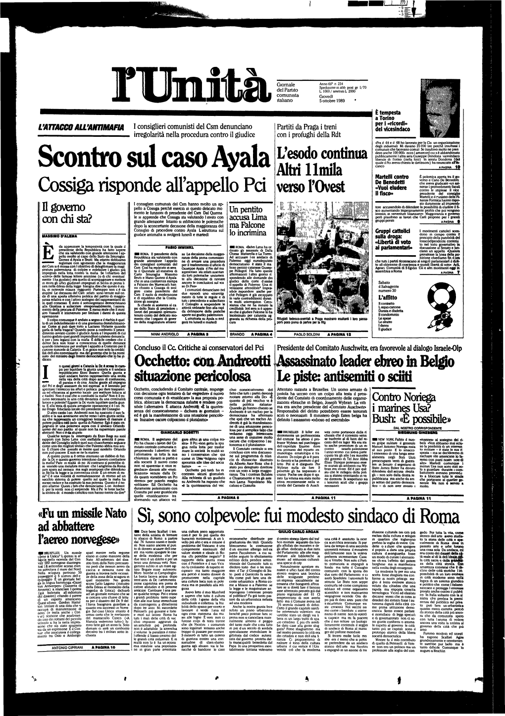 Scontro Sul Caso Ayala