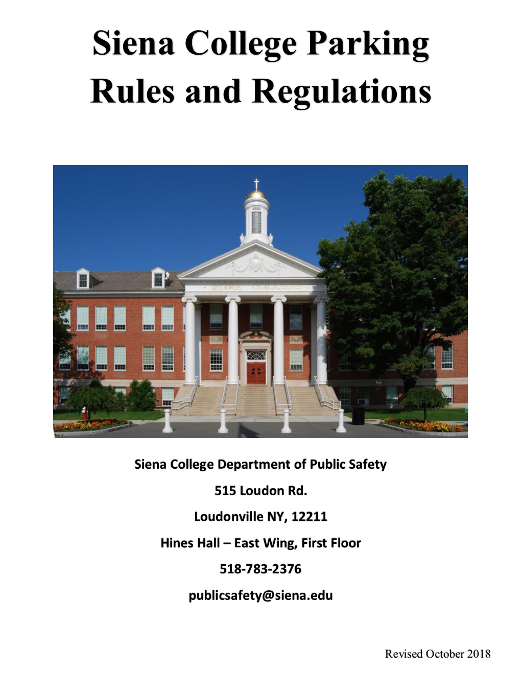 Siena College Parking Rules and Regulations