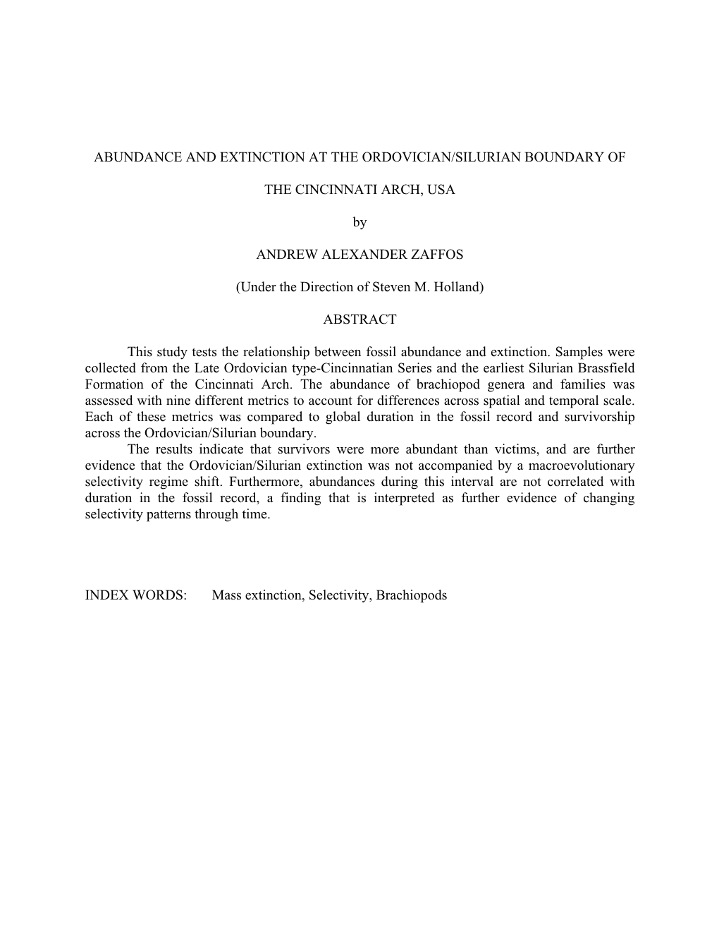 Abundance and Extinction at the Ordovician/Silurian Boundary Of