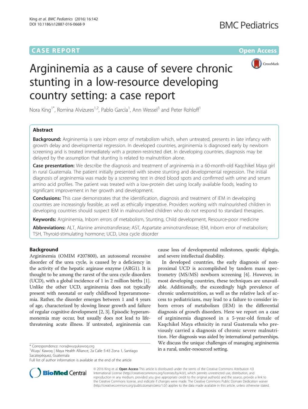 Argininemia As a Cause of Severe Chronic Stunting in a Low-Resource