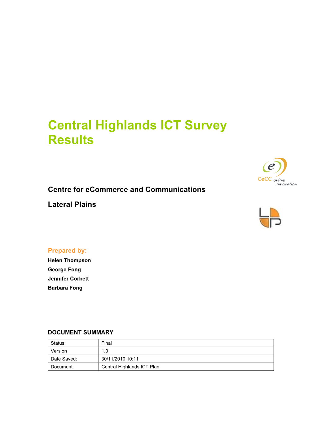 Central Highlands ICT Survey Results