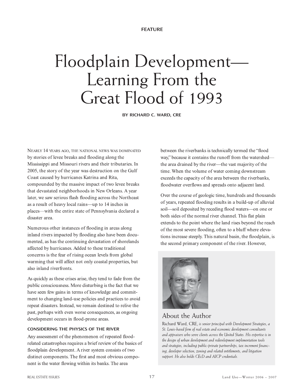 Floodplain Development— Learning from the Great Flood of 1993
