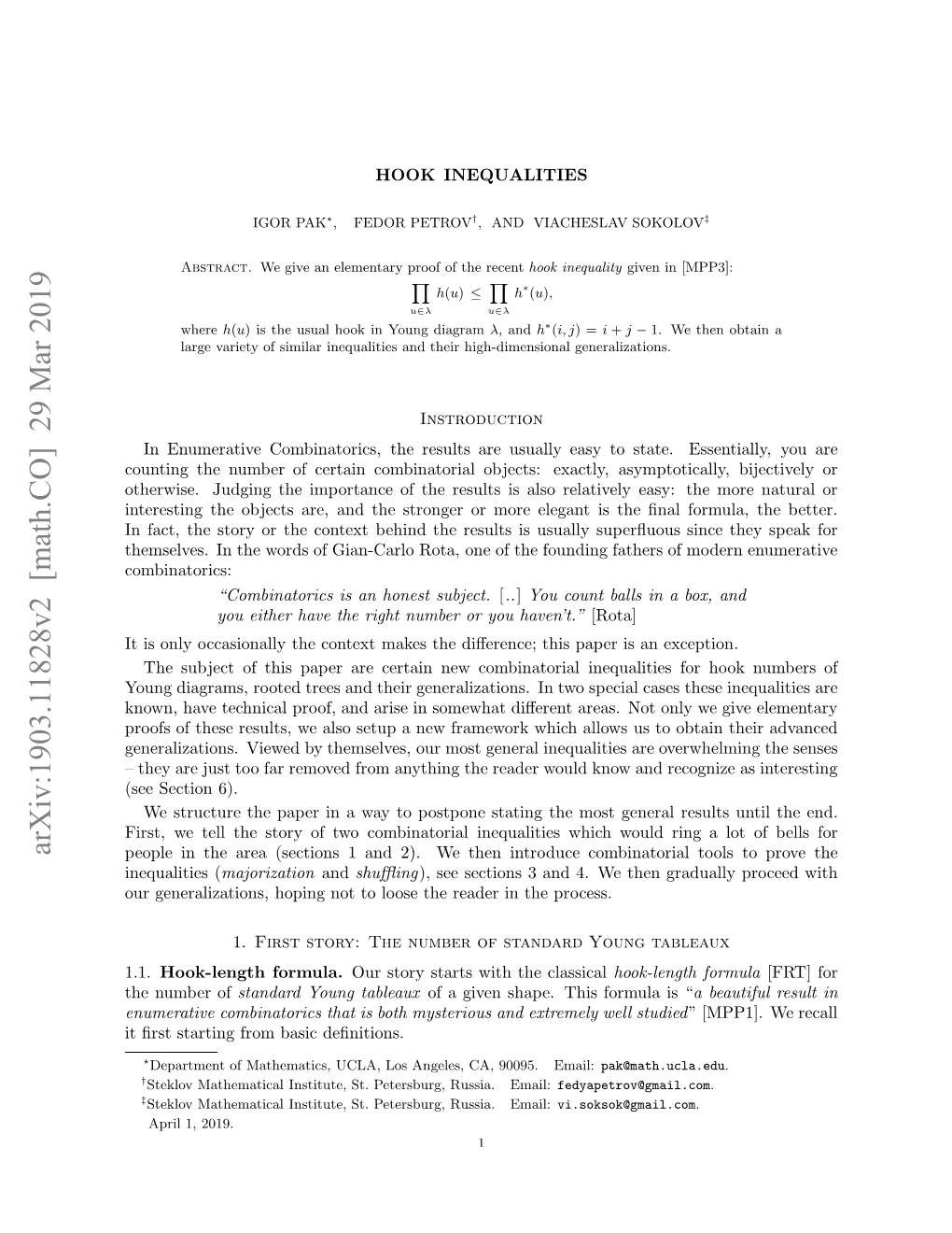 Arxiv:1903.11828V2 [Math.CO]