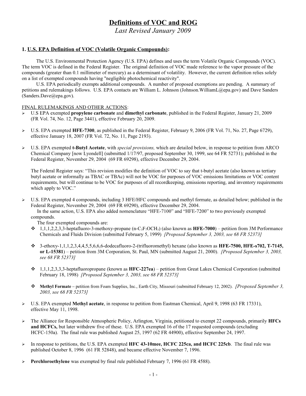 1. U.S. EPA Definition of VOC (Volatile Organic Compounds)