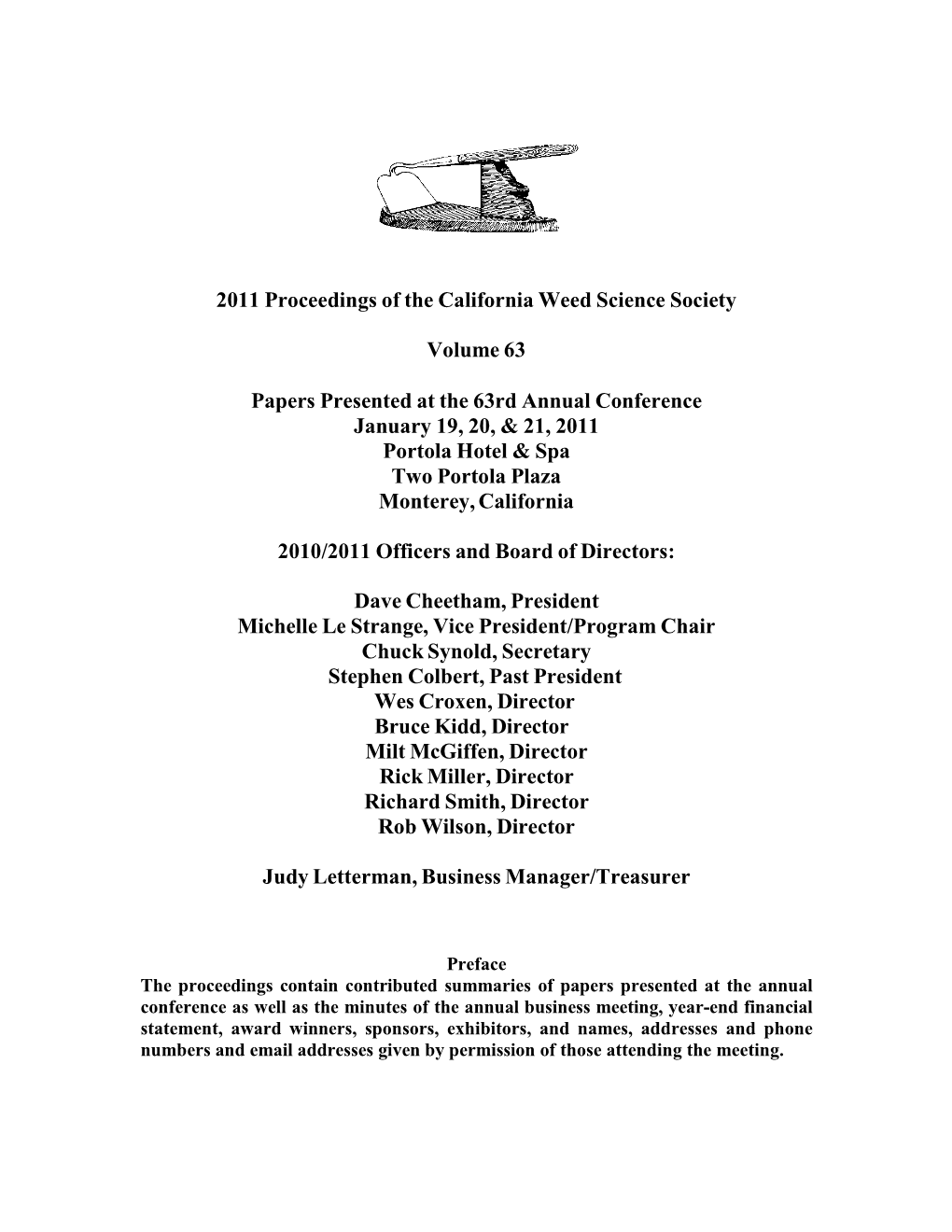 2011 Proceedings of the California Weed Science Society Volume 63