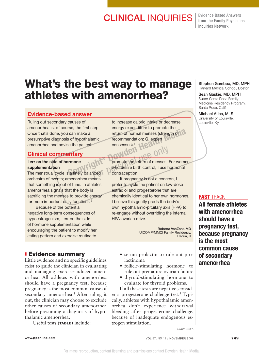 What's the Best Way to Manage Athletes with Amenorrhea?